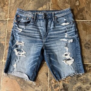 American Eagle Outfitters Men’s Light Blue Distressed Denim Shorts